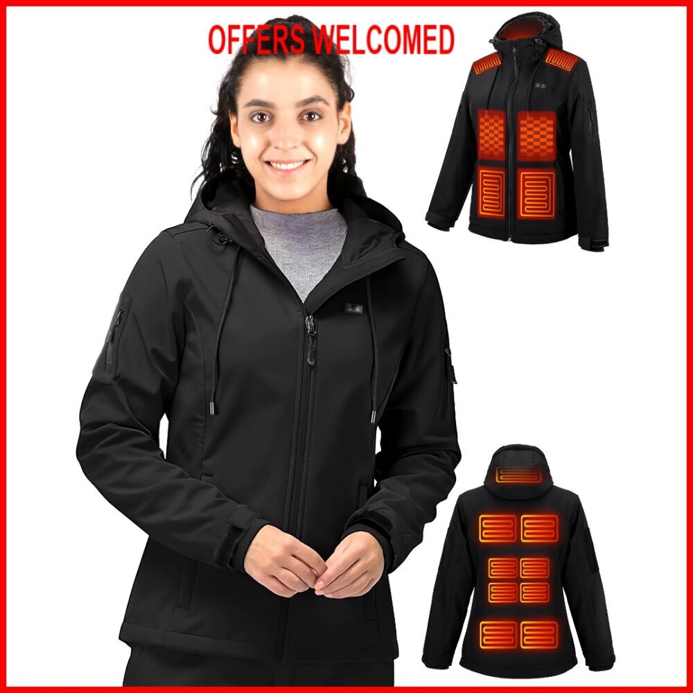 Heated Jacket with Battery Pack, Soft Shell Windproof Slim Fit Winter Coat